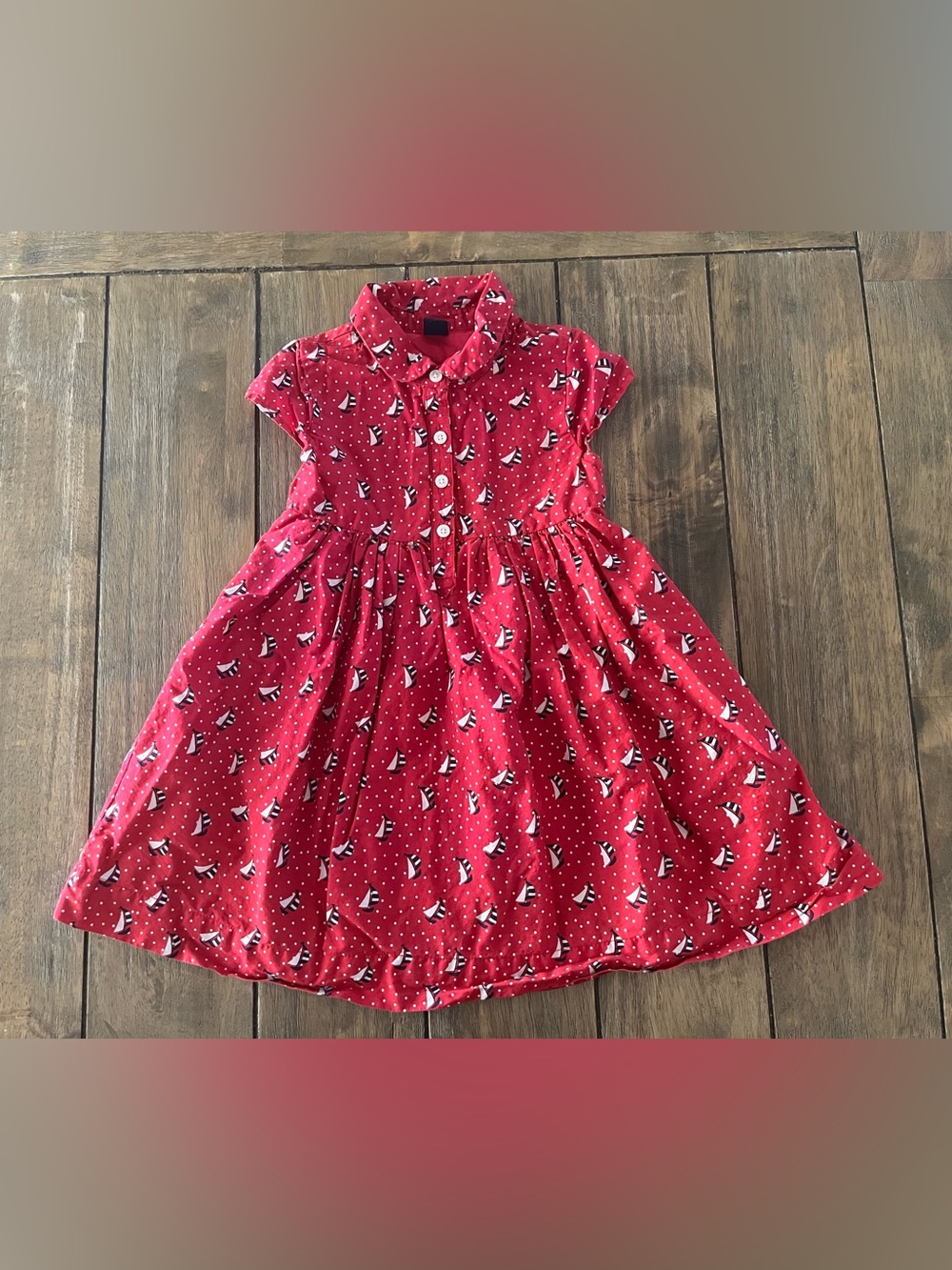 Baby Gap Red Sailboat Print Girls' Dress size 3yr